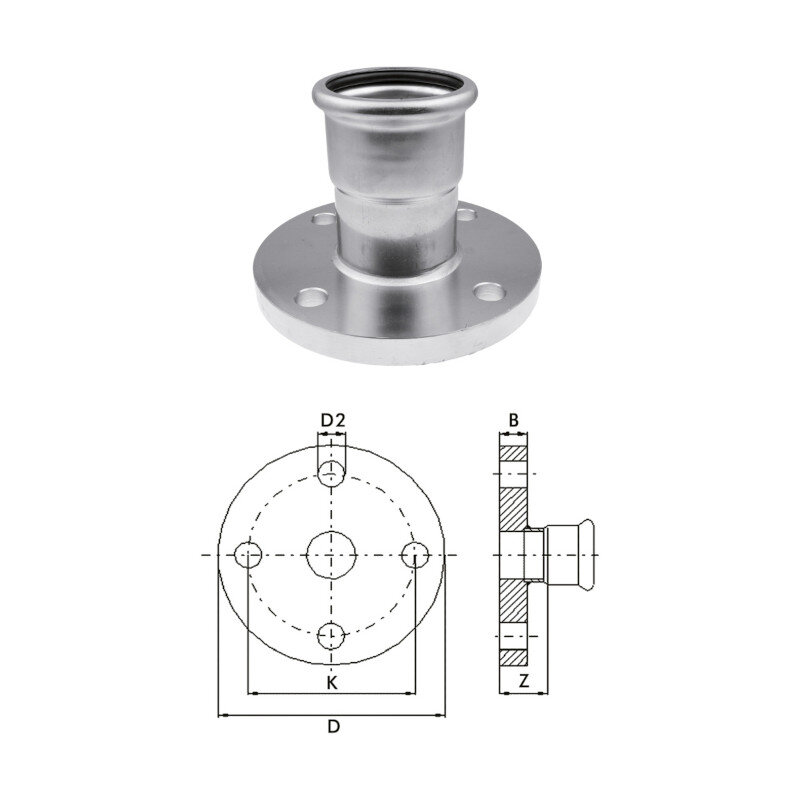 Переход фланец-муфта KAN 42 нерж сталь Therm Inox