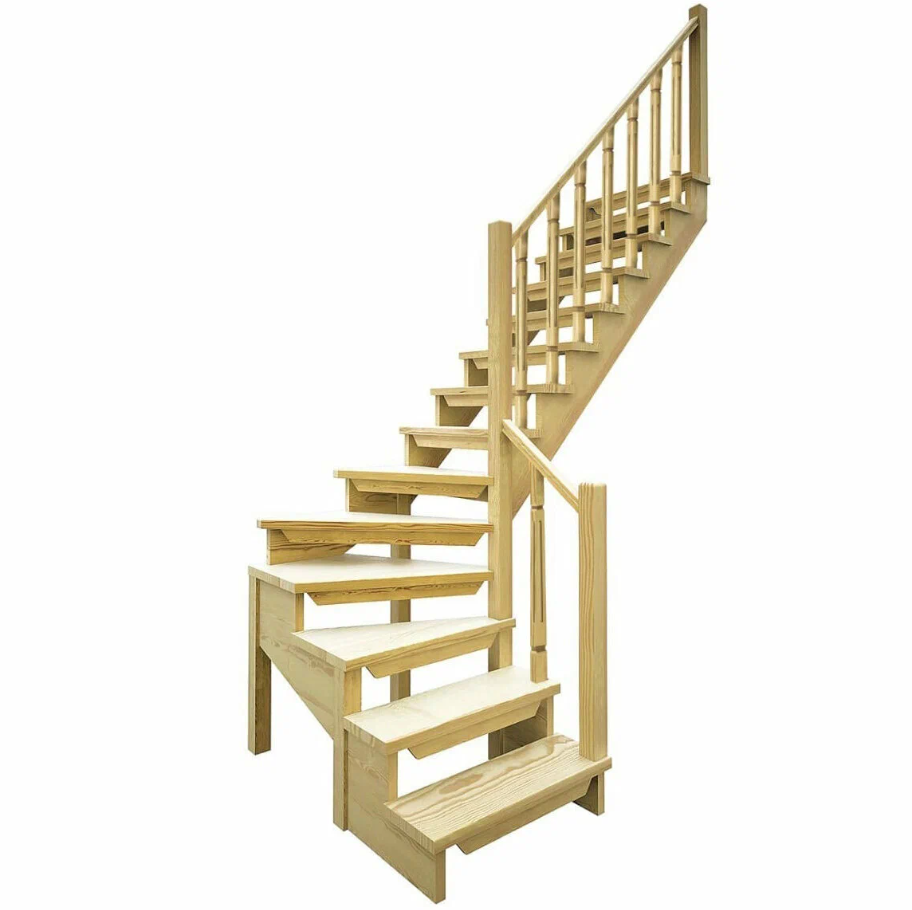 Лестница деревянная межэтажная поворотная ЛЕС-09