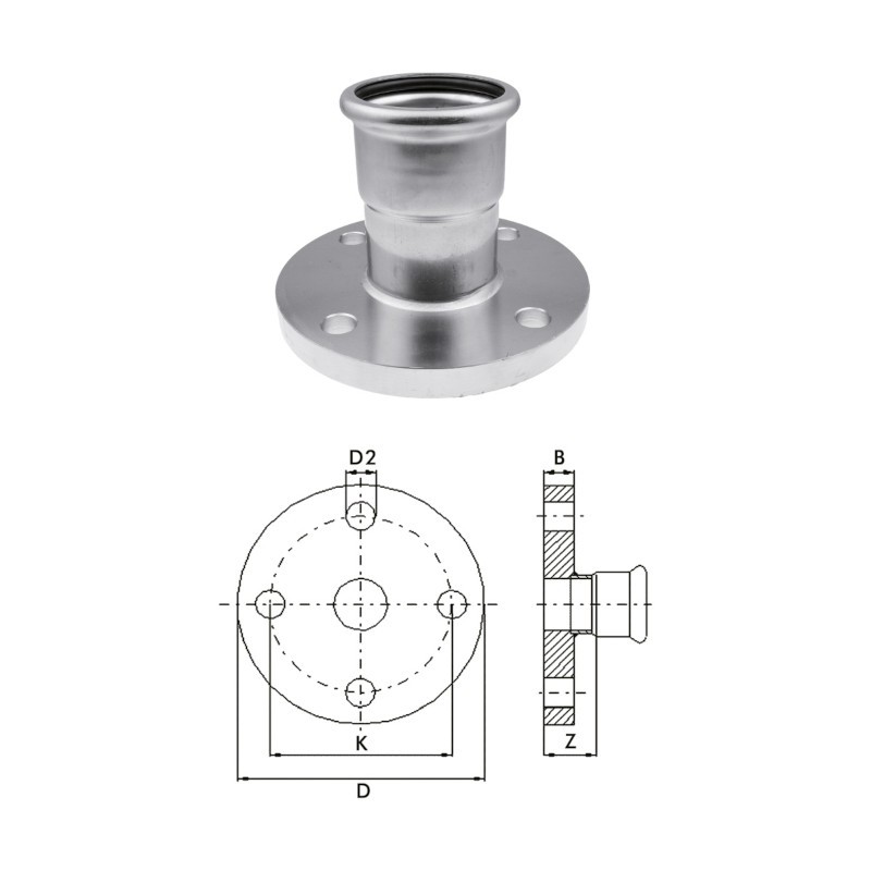 Переход фланец-муфта KAN 54 нерж сталь Therm Inox