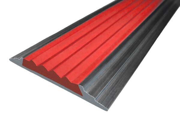 Алюминиевая окрашенная полоса 46 мм 1,5 метра "состаренная медь", цвет вставки красный