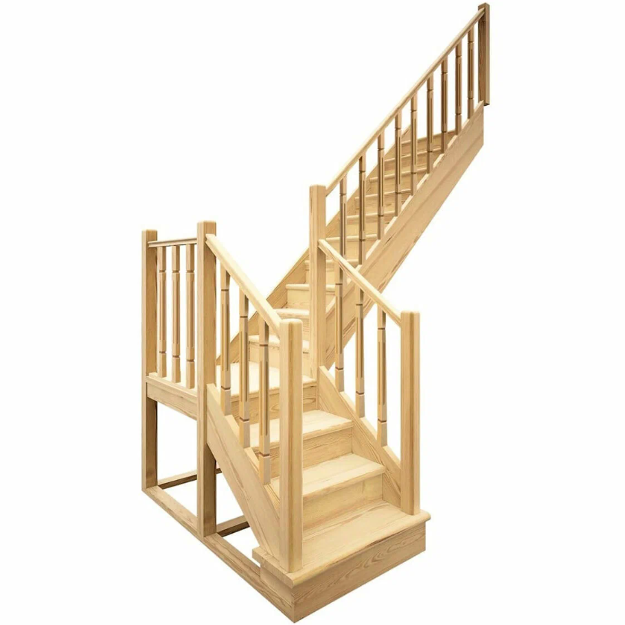 Лестница деревянная межэтажная поворотная ЛЕС-04