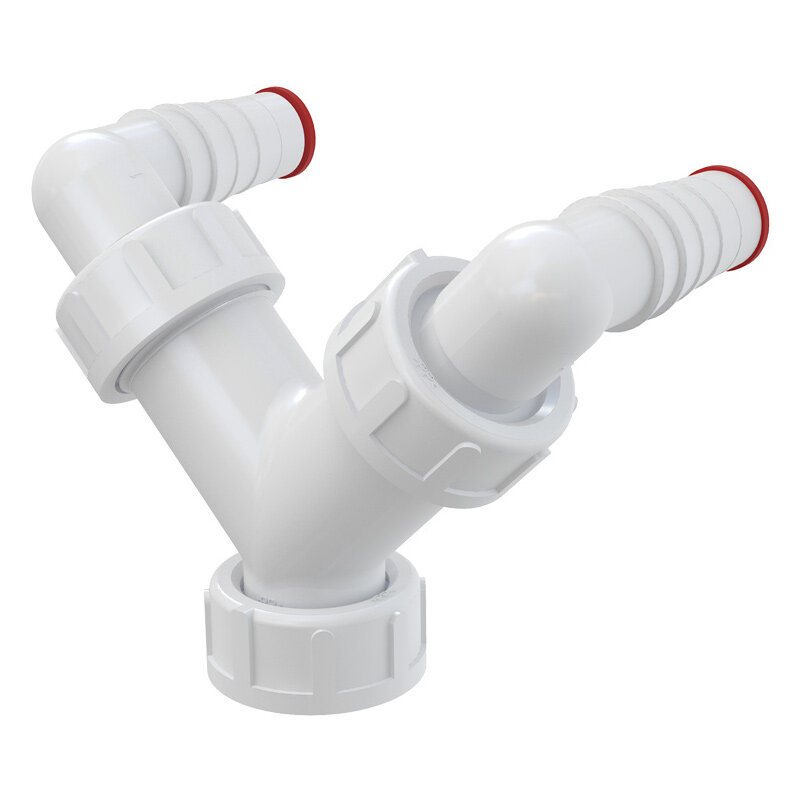 Колено Alcaplast двойное G1/ 17-23 с обратным клапаном