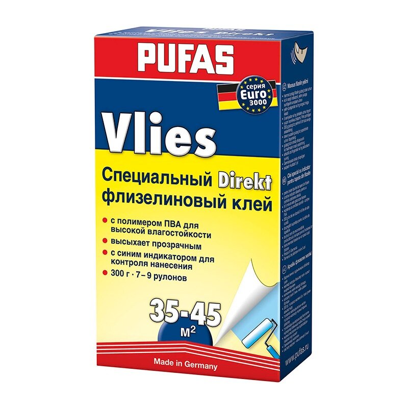 Клей для обоев флизелиновый Pufas Euro 3000 Vlies Direkt (0,3 кг)