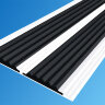 Алюминиевая окрашенная полоса с двумя вставками против скольжения 70 мм/5,5 мм глянцевый белый, цвет вставки темно-коричневый 3 метра