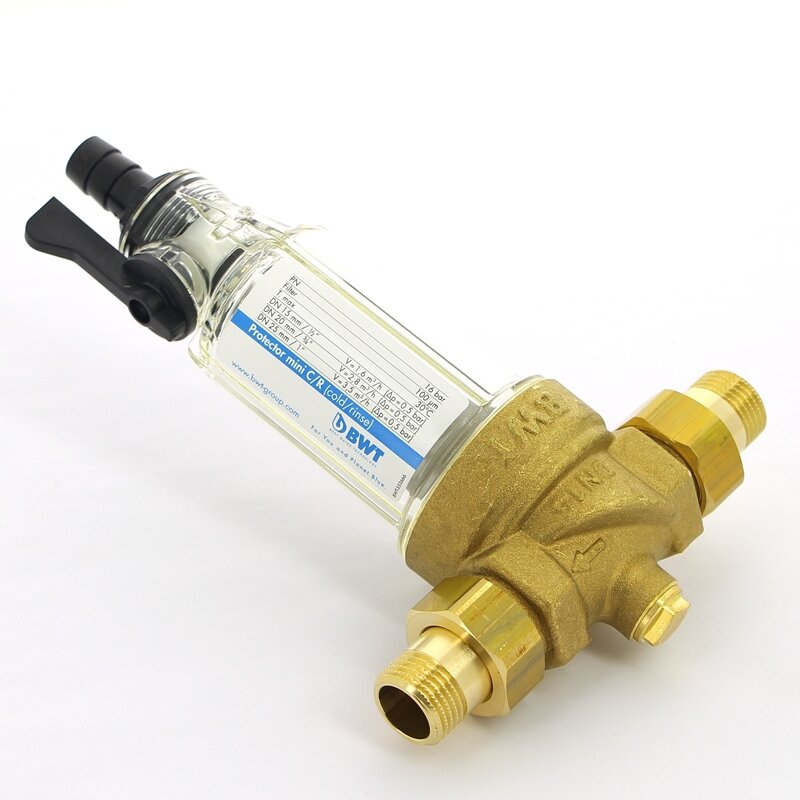 Фильтр промывной BWT Protector mini 1/2 100 мкм для х/в пластик. колба
