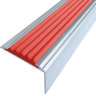 Противоскользящий угол-порог Стандарт 38 мм/20 мм анодированный матовое серебро, цвет вставки красный