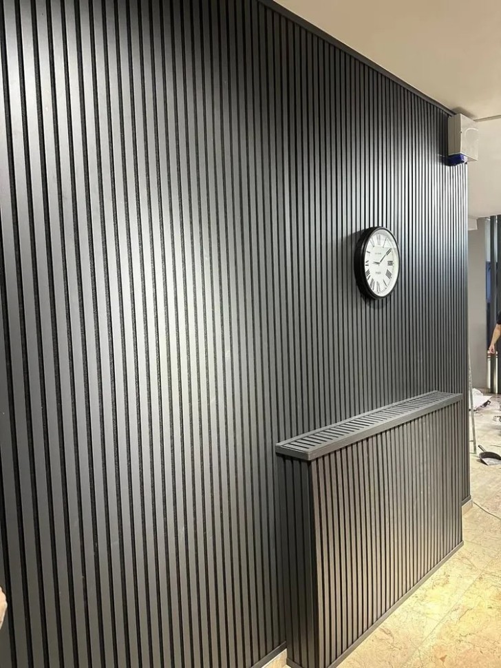 Панель стеновая реечная МДФ Stella Beats De Luxe Black Lead 2700x119x16 (уп. 4шт = 1,285м²)