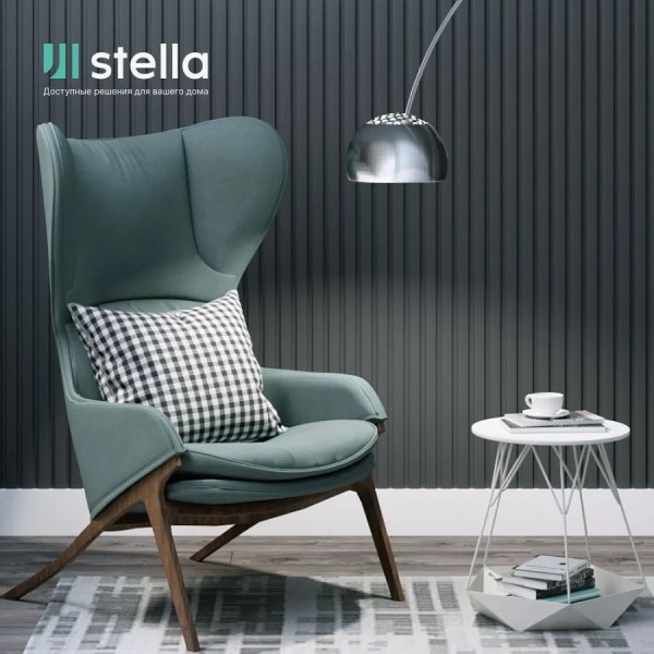 Панель стеновая реечная МДФ Stella Beats De Luxe Black Lead 2700x119x16 (уп. 4шт = 1,285м²)
