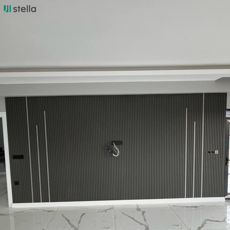 Панель стеновая реечная МДФ Stella Beats De Luxe Black Lead 2700x119x16 (уп. 4шт = 1,285м²)