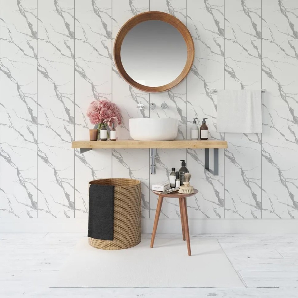 Панель ПВХ STELLA Slim Light Мрамор Крестолла 671, 2600 х 250 х 5 мм (упак. 15 шт = 9,75м²)