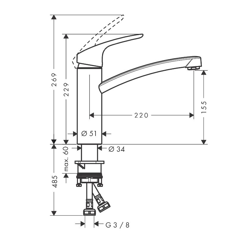 Кухонный смеситель HansGrohe 160 HG Focusоднорычажный хром