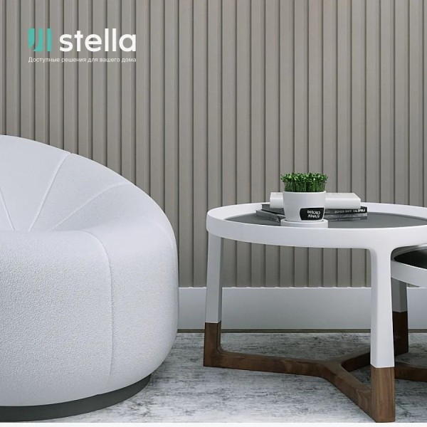 Панель стеновая реечная МДФ Stella Beats De Luxe Sandgrau 2700x119x16 (упак. 4шт = 1,285м²)