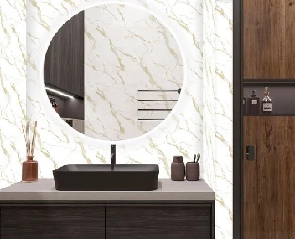 Панель ПВХ STELLA Slim Light Мрамор Бьянко 671/1, 2600 х 250 х 5 мм (упак. 15 шт = 9,75м²)