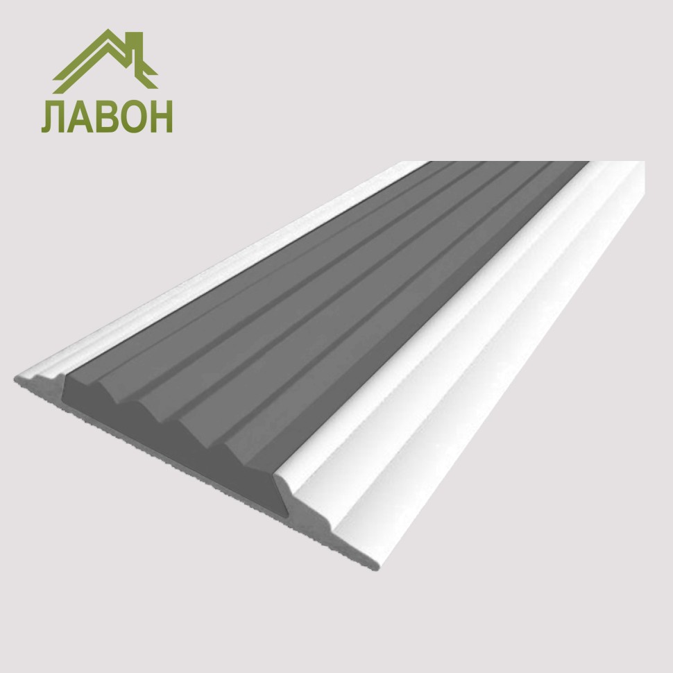 Алюминиевая окрашенная полоса 46 мм 1 метр белый глянец, цвет вставки серый