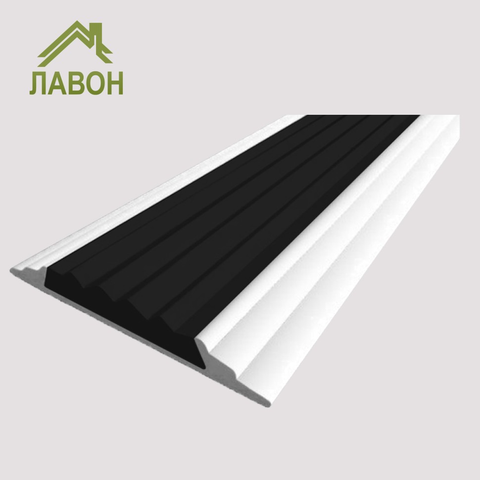 Алюминиевая окрашенная полоса 46 мм 1 метр белый глянец, цвет вставки черный