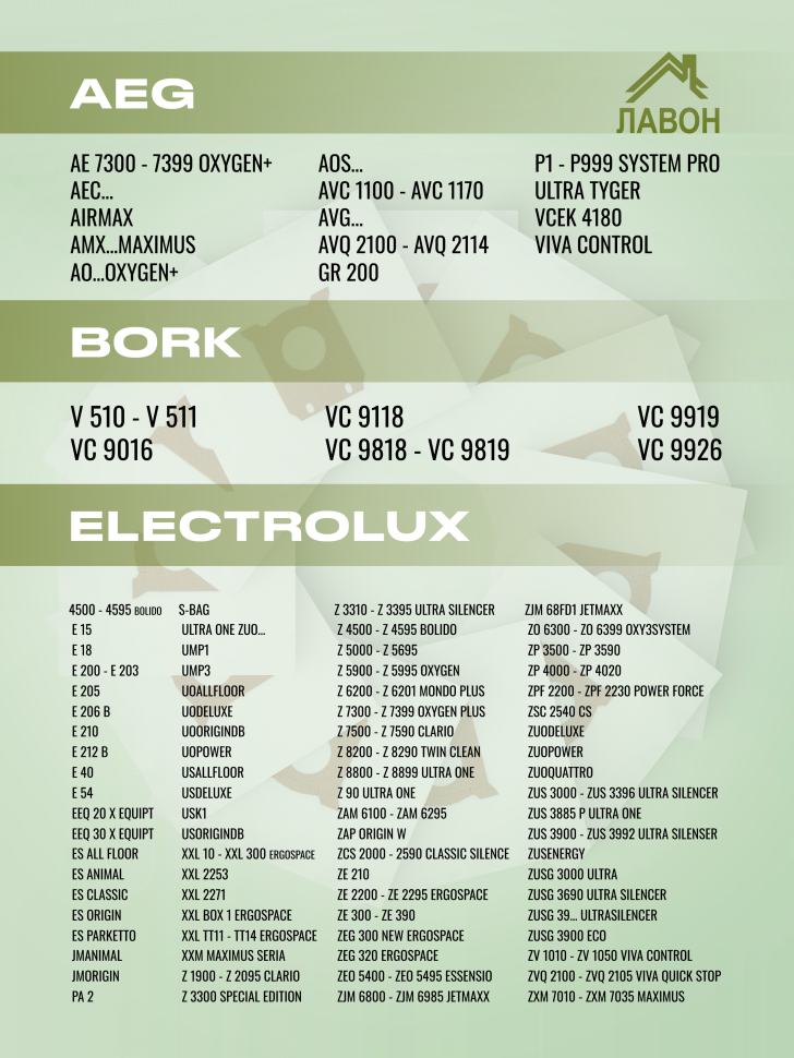 Мешки для пылесосов Philips, Electrolux, AEG (S-Bag). Одноразовые пылесборники Лавон. Комплект 5 штук