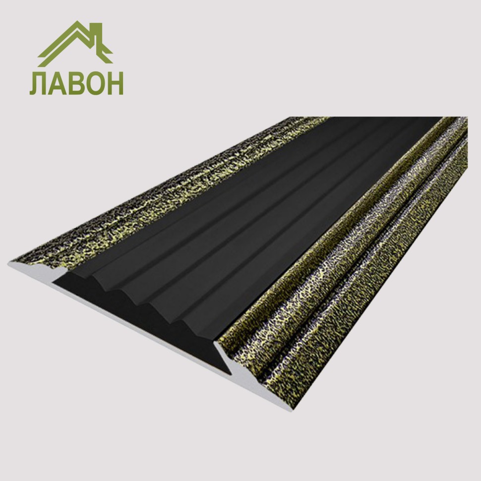 Алюминиевая окрашенная полоса 46 мм 2 метра "состаренная бронза", цвет вставки черный