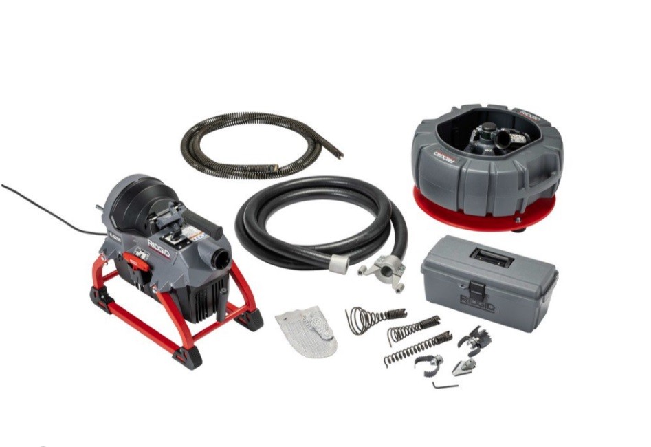 Машина секционная RIDGID K-5208 230 В, 50/60 Гц с направляющим шлангом, к-во: кабель C-11 4 шт., секционным барабаном для спирали и комплектом инструментов (с ножницами)