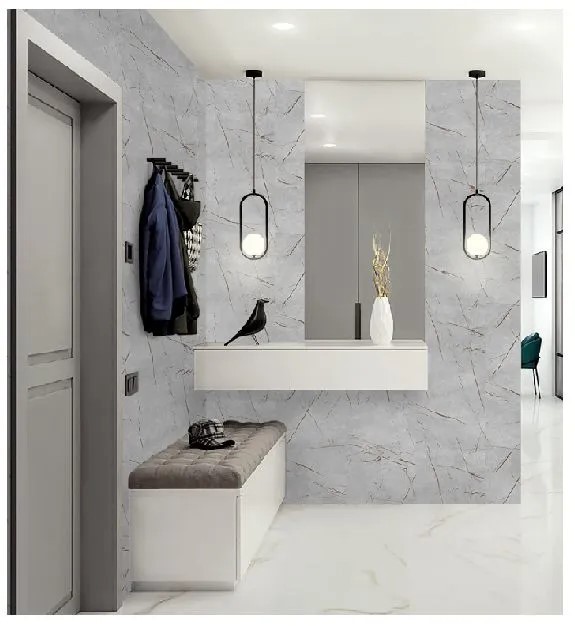 Панель ПВХ STELLA Slim Light Мрамор Грей 673/1 , 2600 х 250 х 5 мм (упак. 15 шт = 9,75м²)