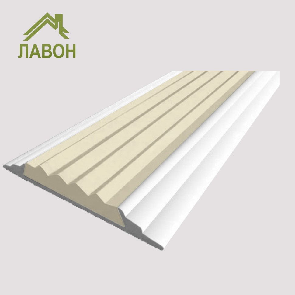 Алюминиевая окрашенная полоса 46 мм 1 метр белый глянец, цвет вставки бежевый