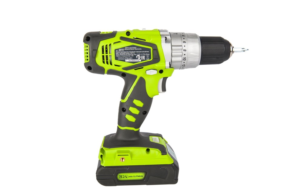 Дрель-шуруповерт ударная аккумуляторная 24V GREENWORKS G24CD с 2хАКБ 2 А.ч. и ЗУ в сумке