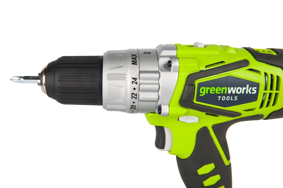 Дрель-шуруповерт ударная аккумуляторная 24V GREENWORKS G24CD с 2хАКБ 2 А.ч. и ЗУ в сумке