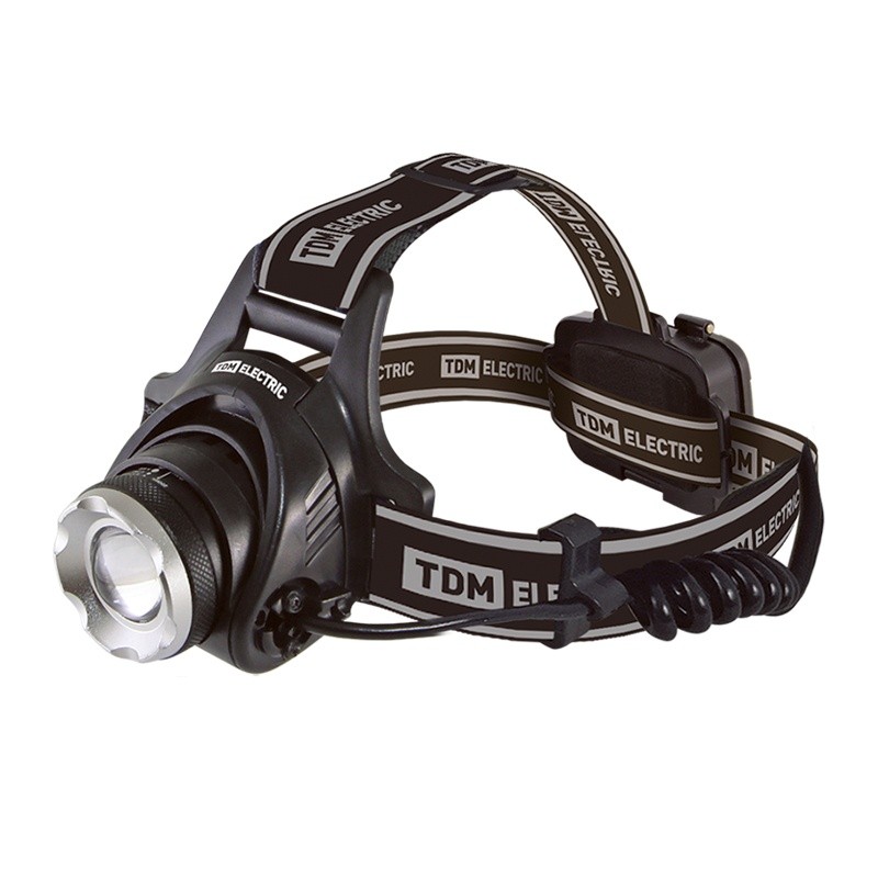 Фонарь ТДМ налобный аккумул., SQ0350-0047, LED 3Вт, USB-кабель, IP55