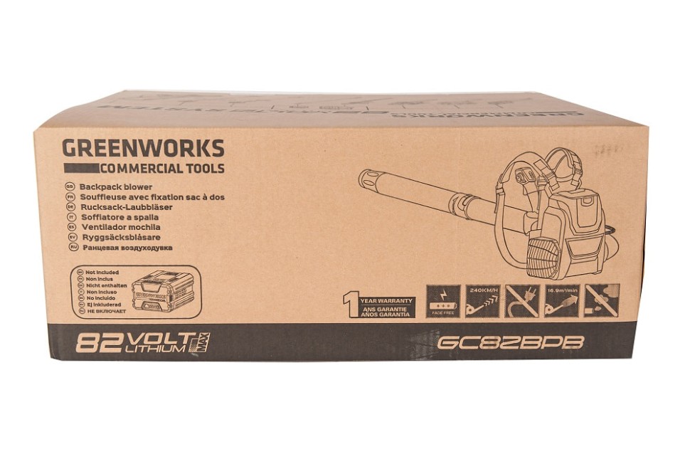 Воздуходув ранцевый аккумуляторный GD-82 82V GREENWORKS GD82BPB