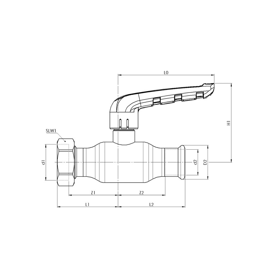 Кран шаровой пресс KAN -therm Steel 42 х 1 3/4 с накидной гайкой, оцинк. сталь