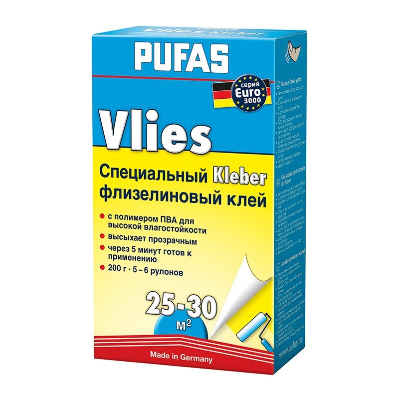 Клей для обоев флизелиновый Pufas Euro 3000 Vlies Kleber (0,2 кг)