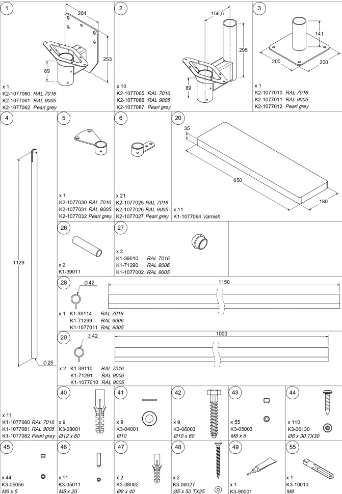 Модульная лестница DOLLE DALLAS прямая Серая