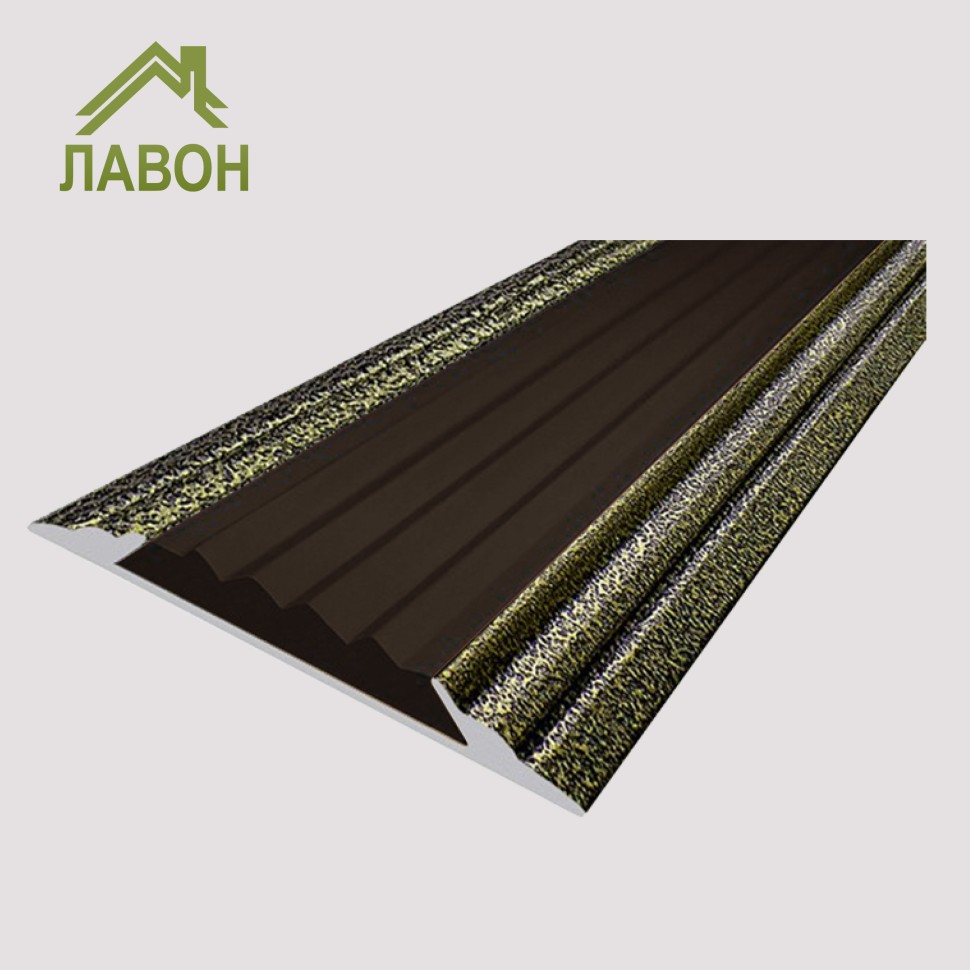 Алюминиевая окрашенная полоса 46 мм 1 метр "состаренная бронза", цвет вставки темно-коричневый