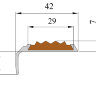 Противоскользящий самоклеющийся накладной угол-порог 42 мм/23 мм коричневый 1,33 метра