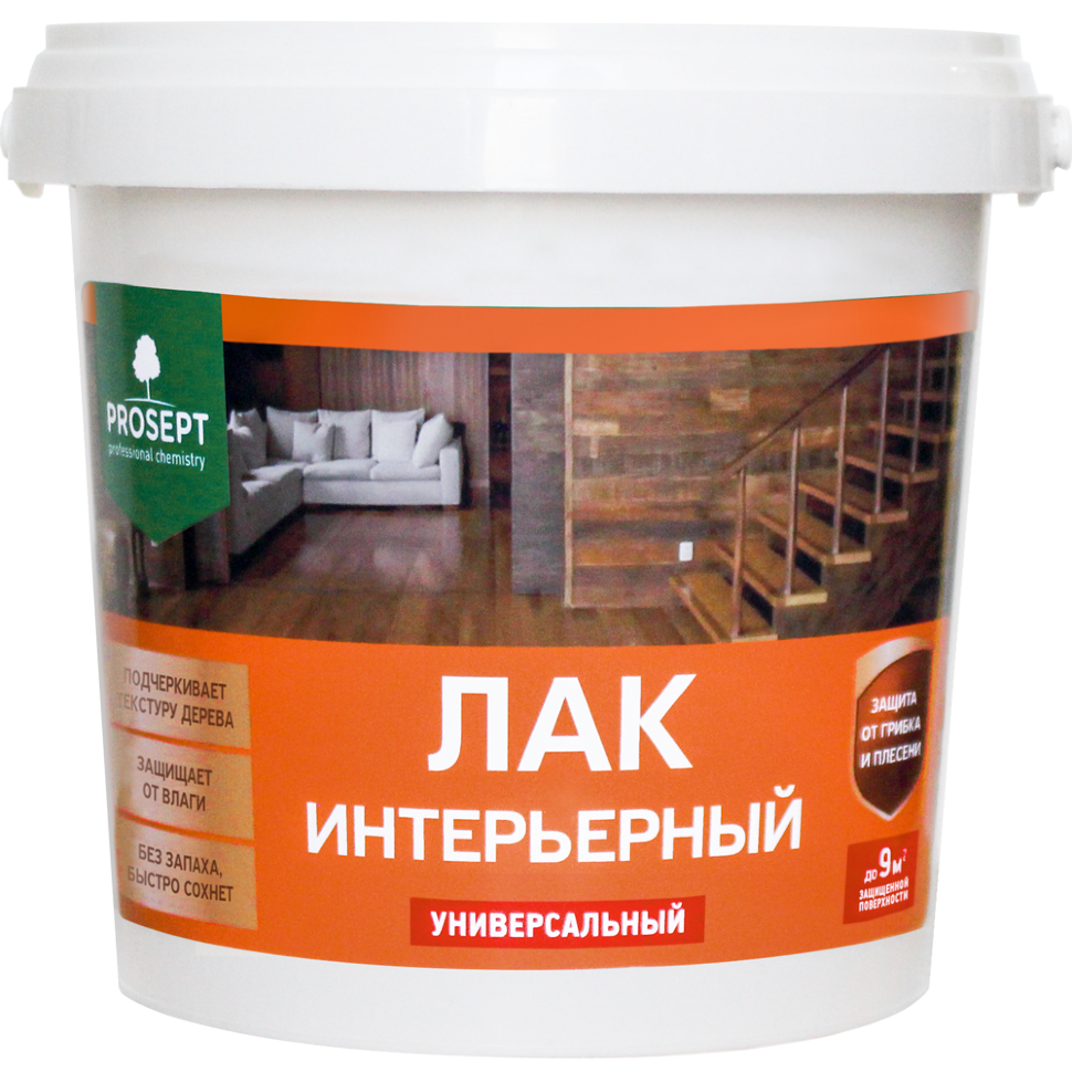Лак интерьерный PROSEPT /готовый состав/ 0,9 л (упак. 6 шт)