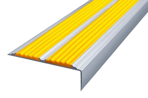 Противоскользящий угол-порог с двумя вставками 80 мм/6,8 мм желтый 1,35 м