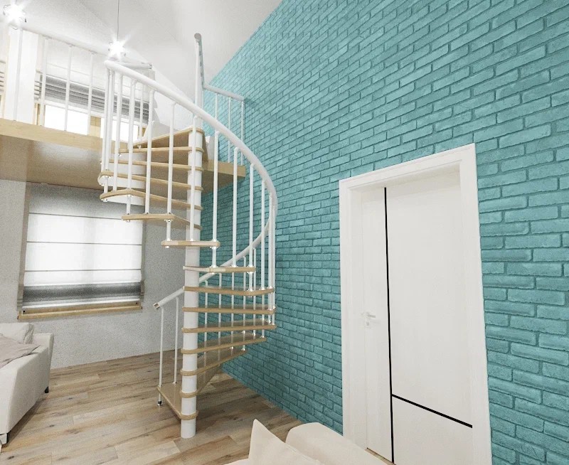 Винтовая лестница Spiral White D160, правая. Проём 1630×1630 мм, высота 2520–2760 мм. Дуб сращенный.