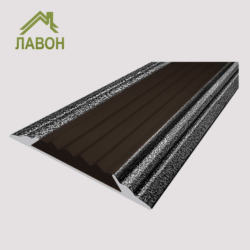 Алюминиевая окрашенная полоса 46 мм 2 метра "состаренное серебро", цвет вставки темно-коричневый