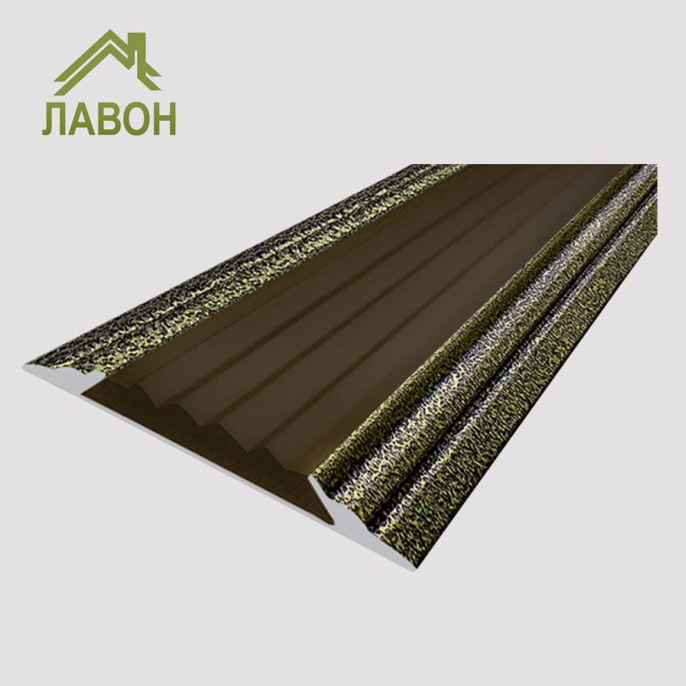 Алюминиевая окрашенная полоса 46 мм 2 метра "состаренная бронза", цвет вставки коричневый