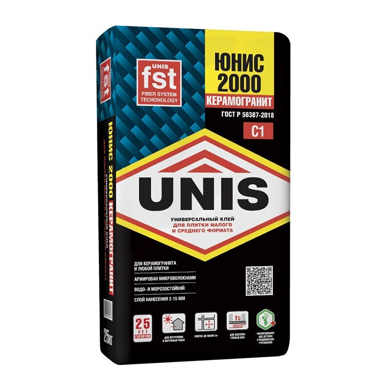 Клей для плитки Unis 2000, 25 кг