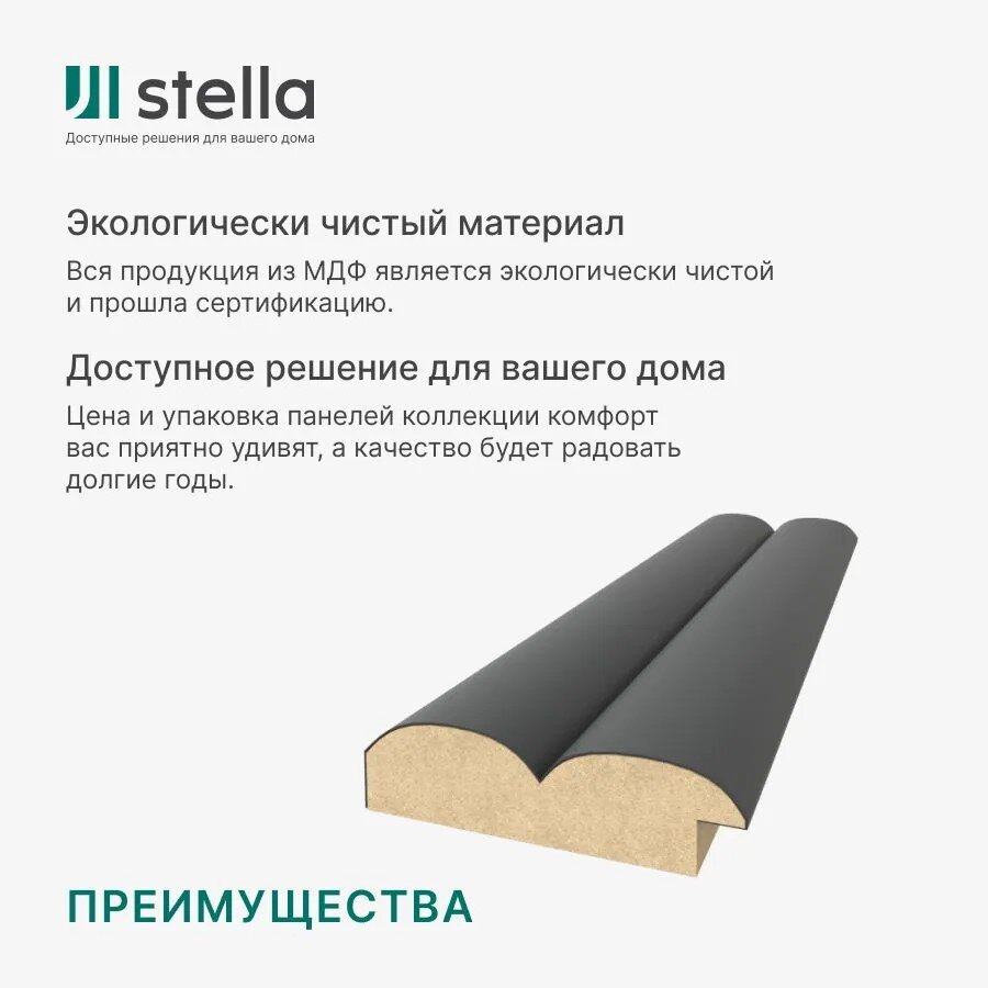 Профиль старт-финиш для панелей МДФ Stella Wave De Luxe Black Lead 2700x55x16 (упак. 4шт)