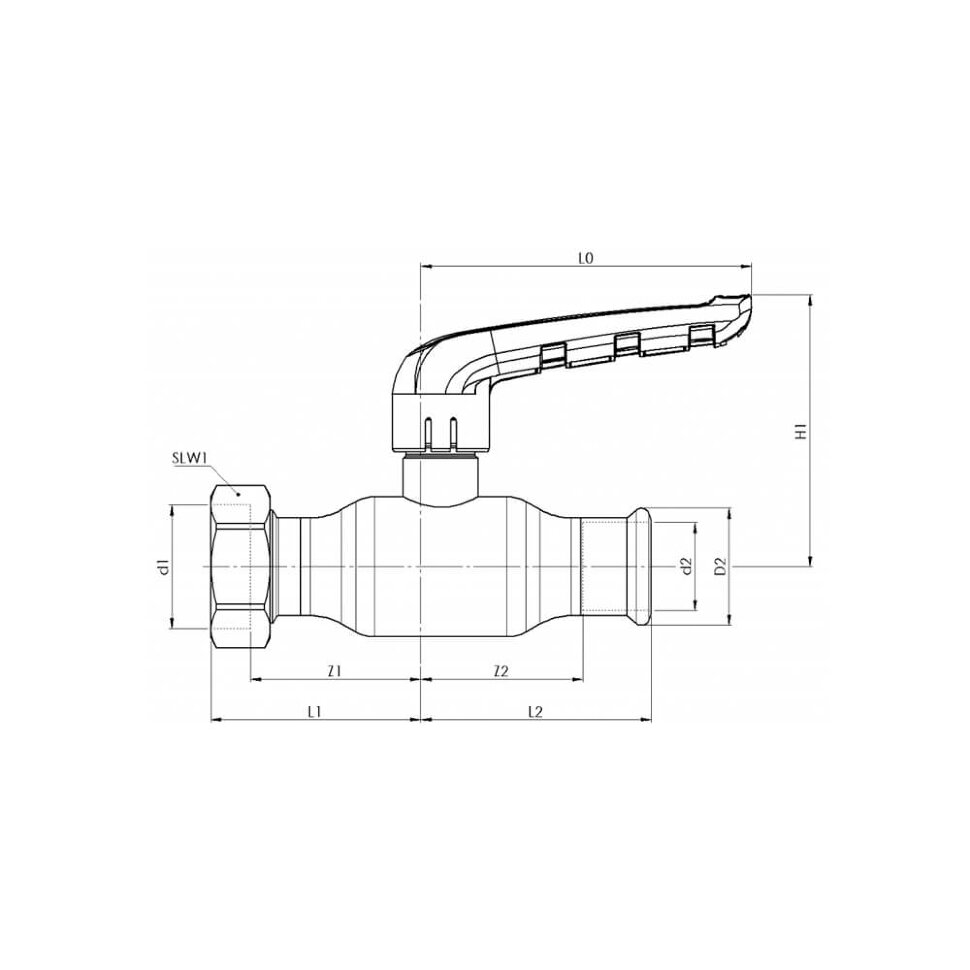 Кран шаровой пресс KAN -therm Inox 15 х 3/4 с накидной гайкой, нерж. сталь