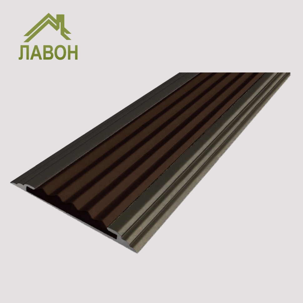 Противоскользящая полоса-порог Стандарт 40 мм анодированная матовый коньяк, цвет вставки темно-коричневый