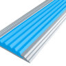 Противоскользящая полоса-порог Стандарт 40 мм анодированная матовое серебро, цвет вставки голубой