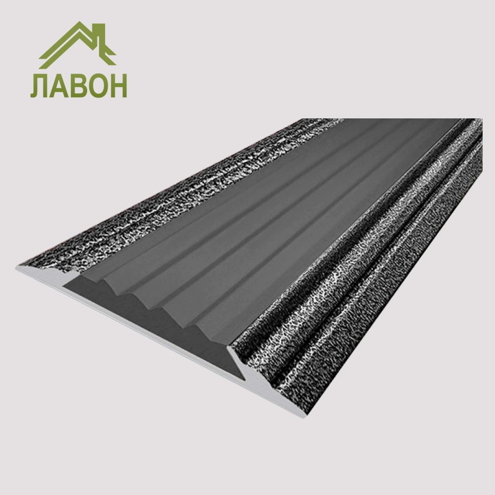 Алюминиевая окрашенная полоса 46 мм 2 метра "состаренное серебро", цвет вставки серый