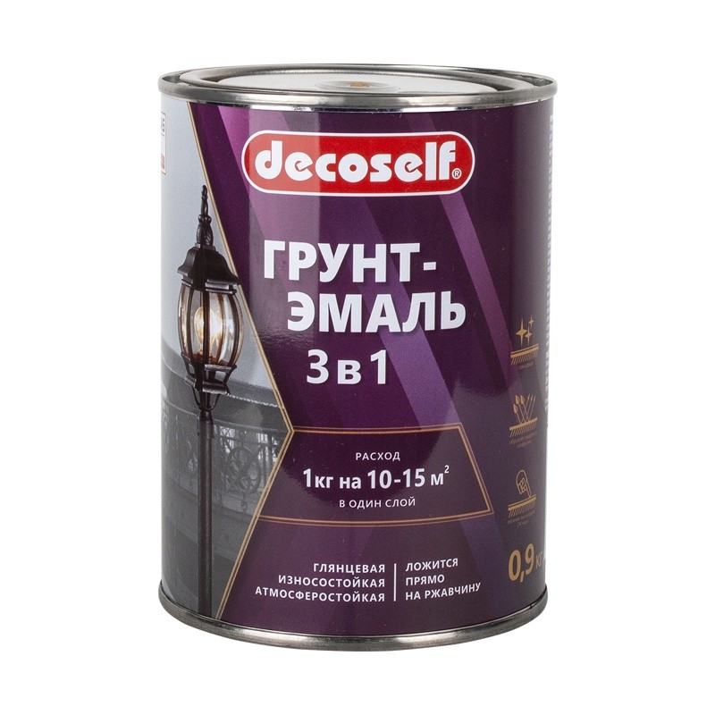 Грунт-эмаль Pufas Decoself 3 в 1 глянцевая шоколадный (0,9 кг)