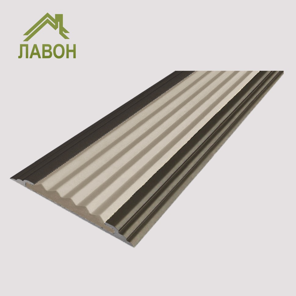 Противоскользящая полоса-порог Стандарт 40 мм анодированная матовый коньяк, цвет вставки бежевый